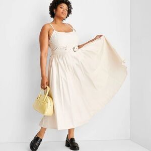 Pleated Midi Dress, Target–Future Collective–Reese Blutstein, Size 20, Cream